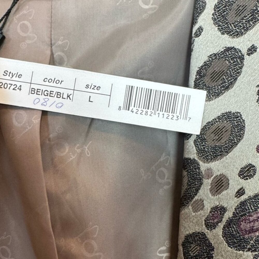 Samuel Dong NEW Trench Coat Metallic Texture Neutral Dress Pockets Jacket Animal - Picture 10 of 16